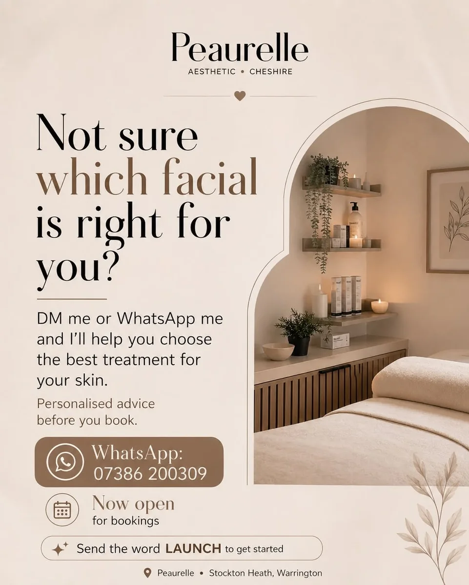 Peaurelle card helping clients choose the right facial